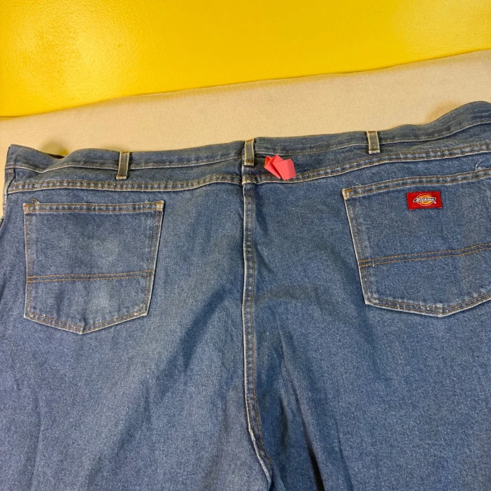 Dickies‎ Mens Straight Leg Denim Work Jeans Blue Medium Wash 54x30 Distressed